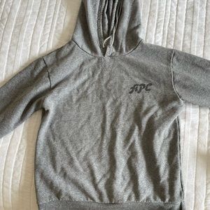 APC logo printed vintage grey cotton oversized cotton sweatshirt hoodie xs 0/2